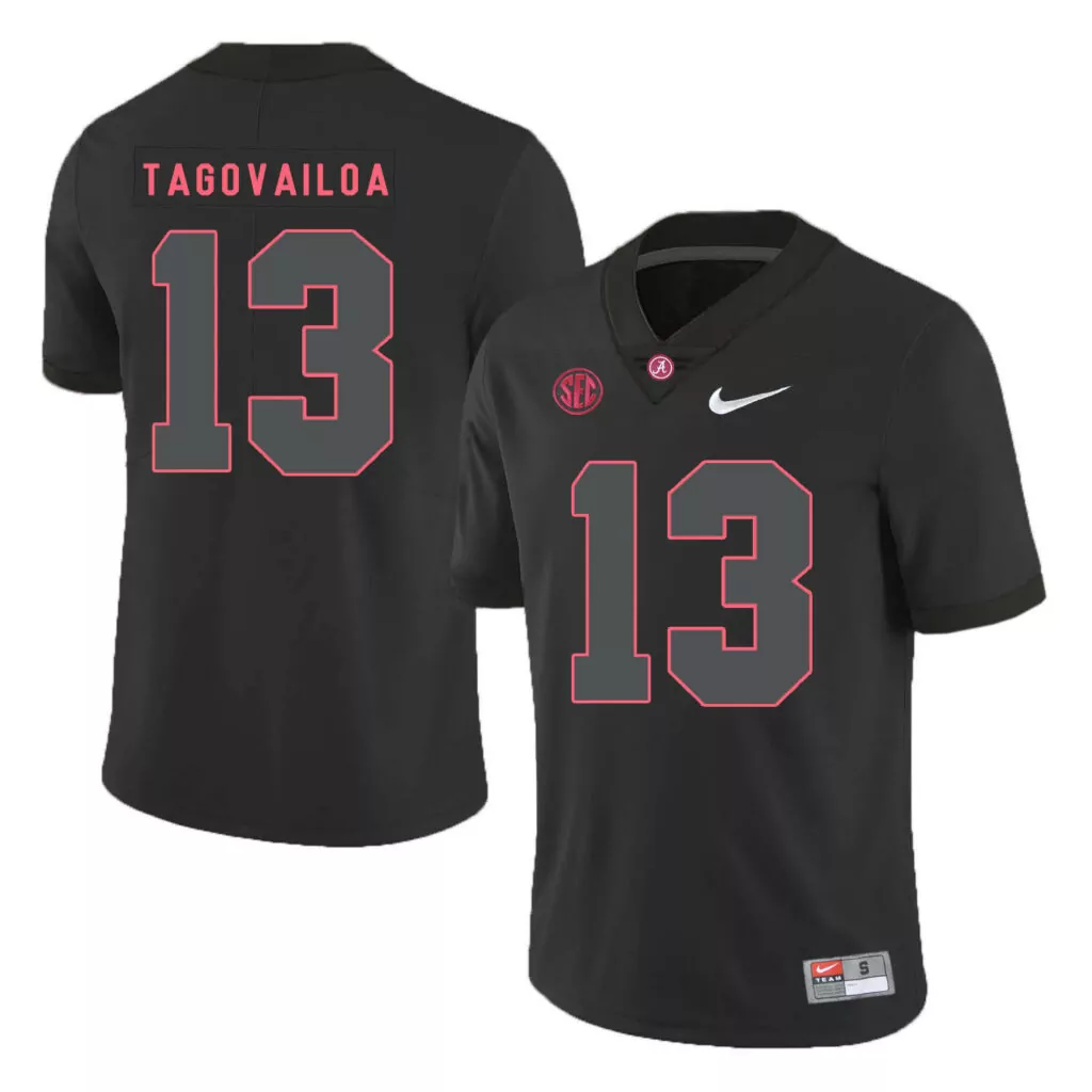 Personalized Alabama crimson tide 13 tua tagovailoa 13 tua tagovailoa black shadow college jersey 3218