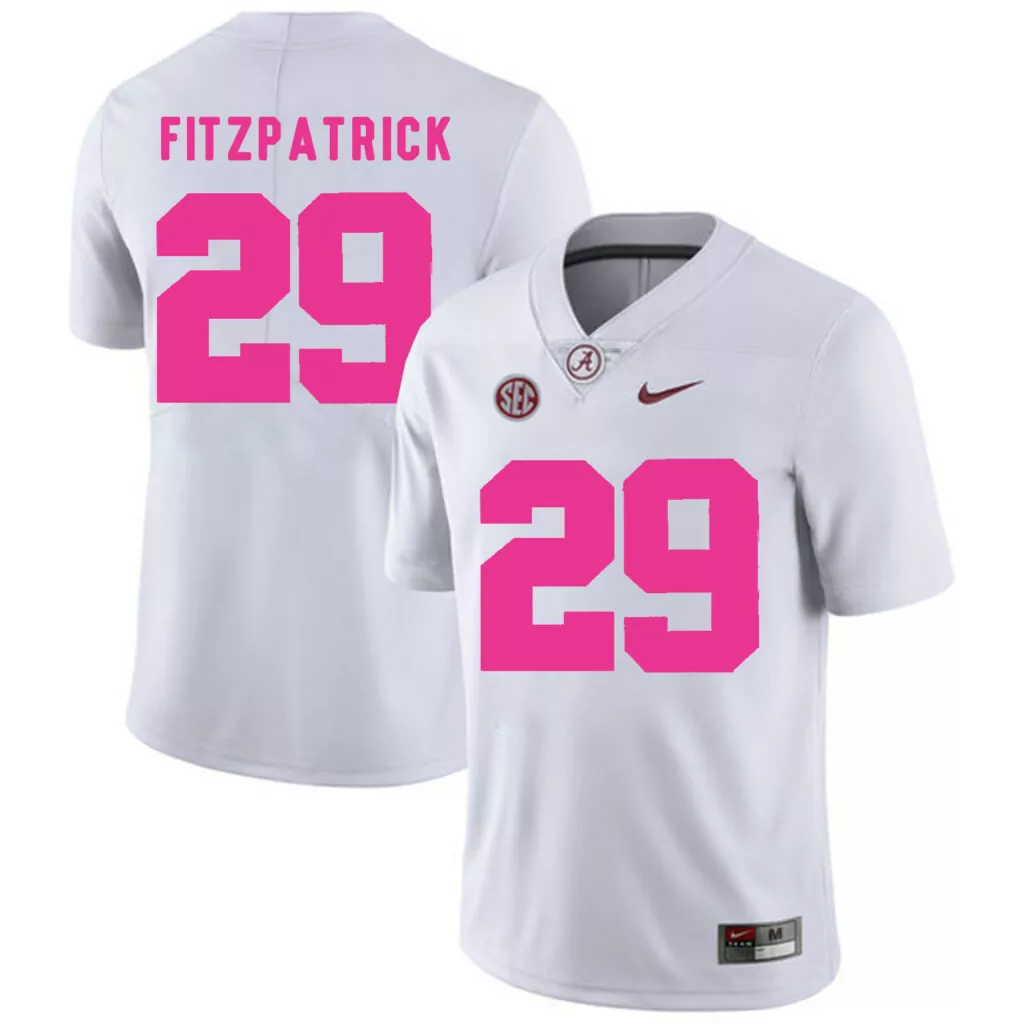 Customizable Alabama crimson tide 29 minkah fitzpatrick white 2018 breast cancer awareness college jersey 1517