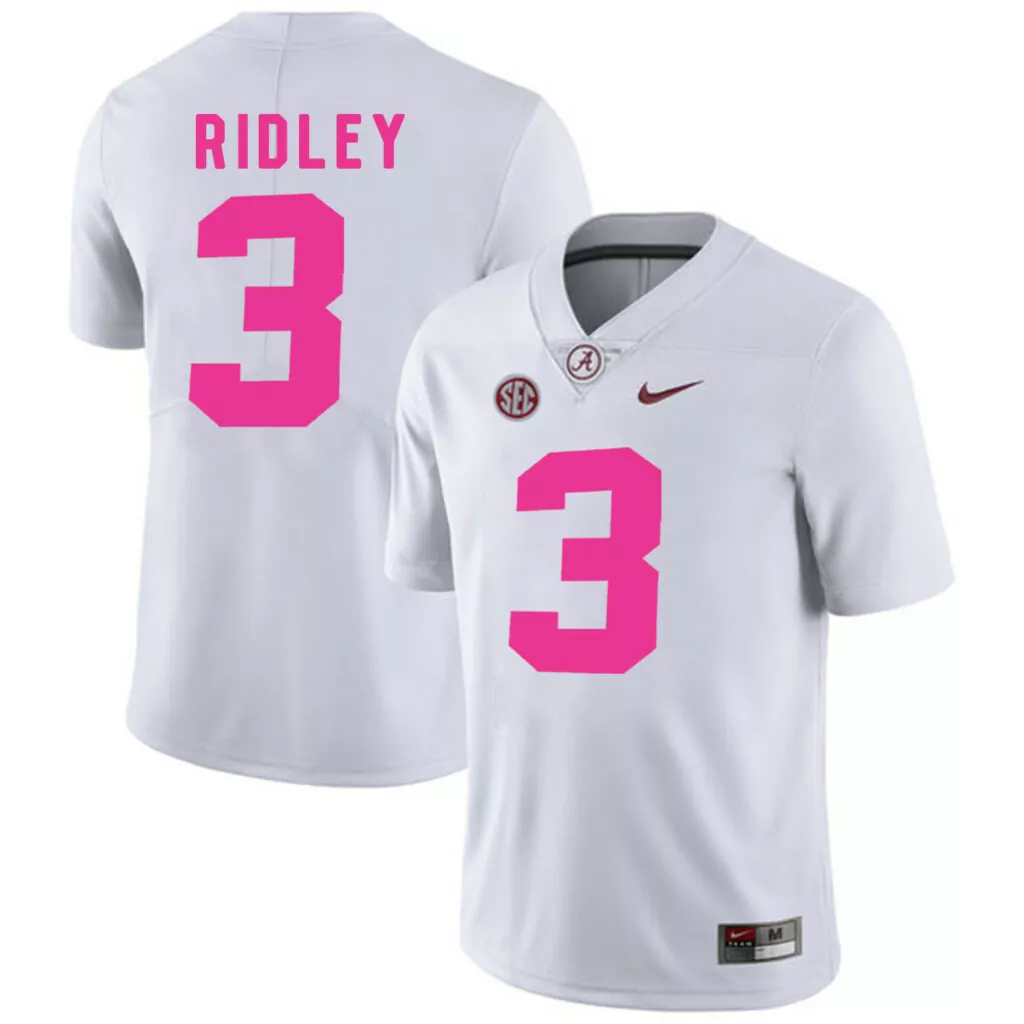 Personalized Alabama crimson tide 3 calvin ridley white 2018 breast cancer awareness college jersey 2540