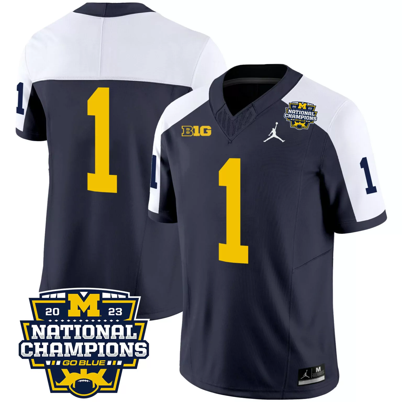 Custom Alternate 1 team michigan wolverines 2023 national champions patch jersey v4 all stitched 7093