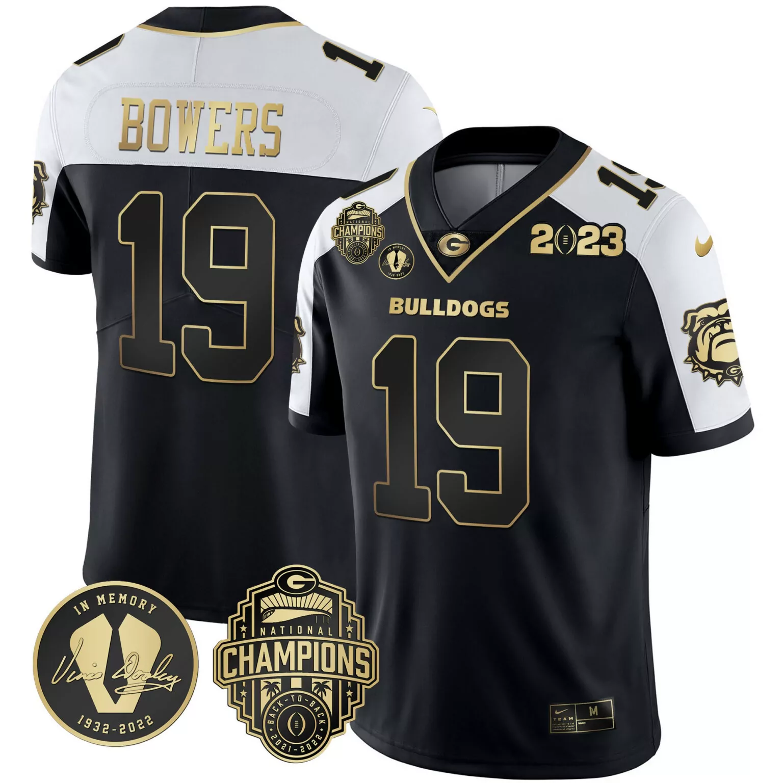 Custom Alternate brock bowers georgia bulldogs 2023 vince dooley patch alternate gold jersey all stitched 8827