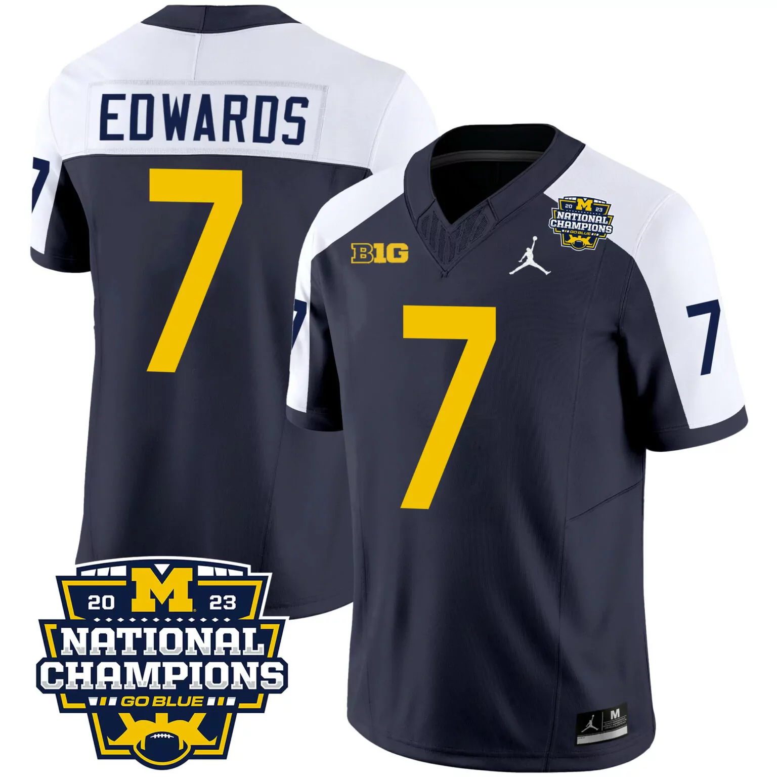 Custom Alternate donovan edwards michigan wolverines 2023 national champions patch jersey v4 all stitched 1072