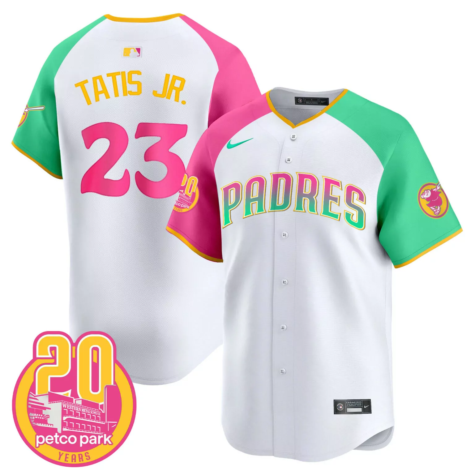 Custom Mens san diego padres 23 fernando tatis jr white 2024 world tour seoul series home stitched jersey 9119