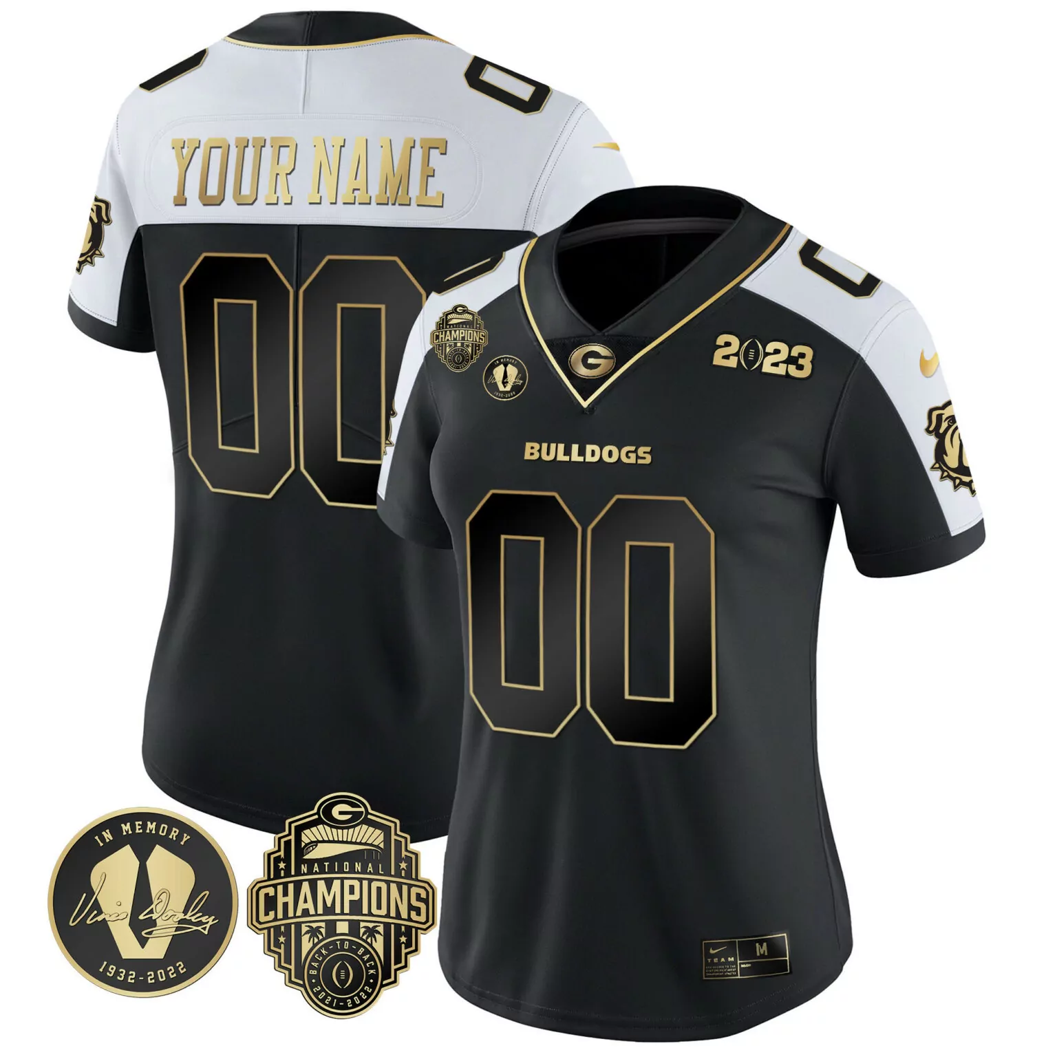 Customizable Alternate georgia bulldogs 2023 vince dooley patch gold custom jersey all stitched 9533