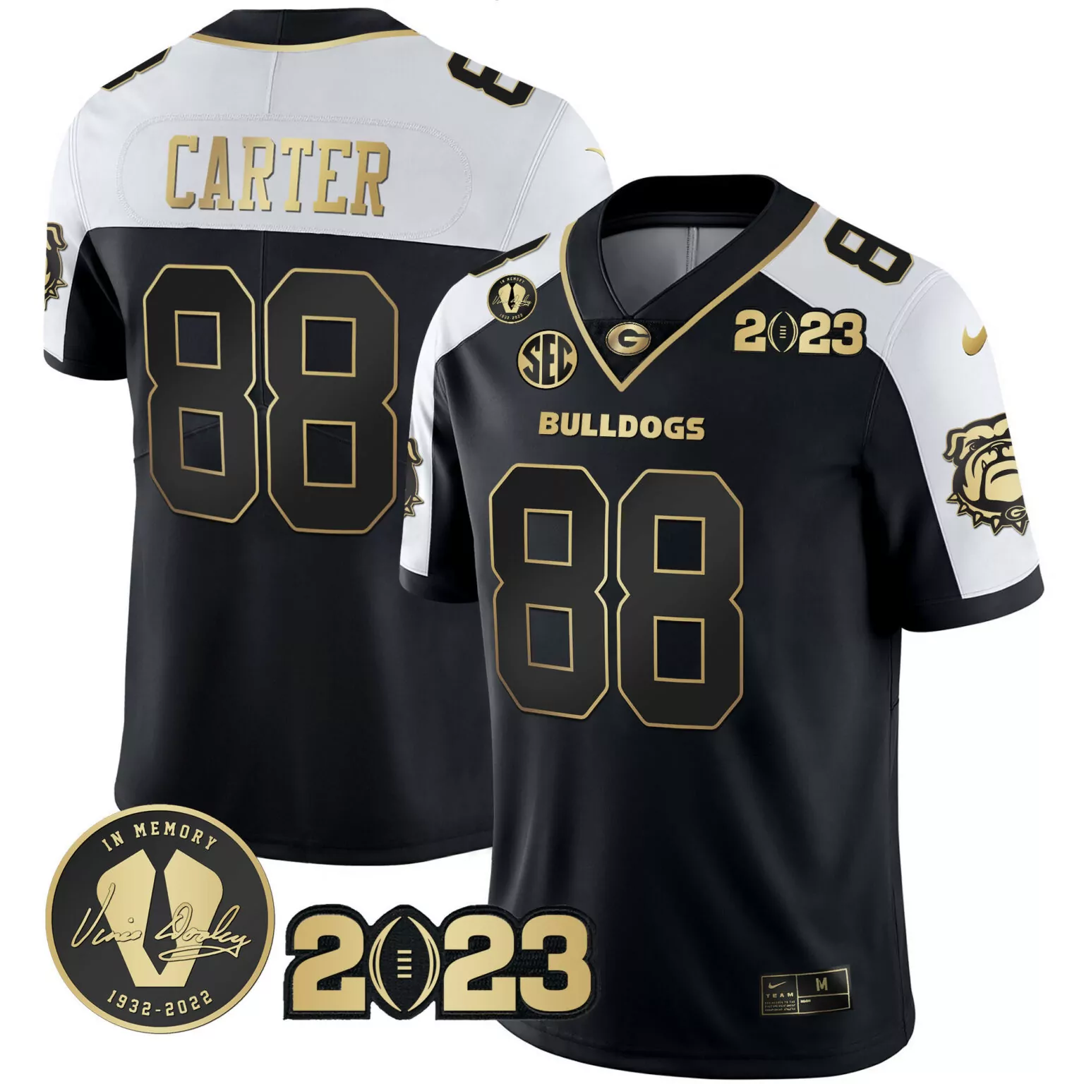 Custom Alternate jalen carter georgia bulldogs 2023 champions white red gold jersey all stitched 3433