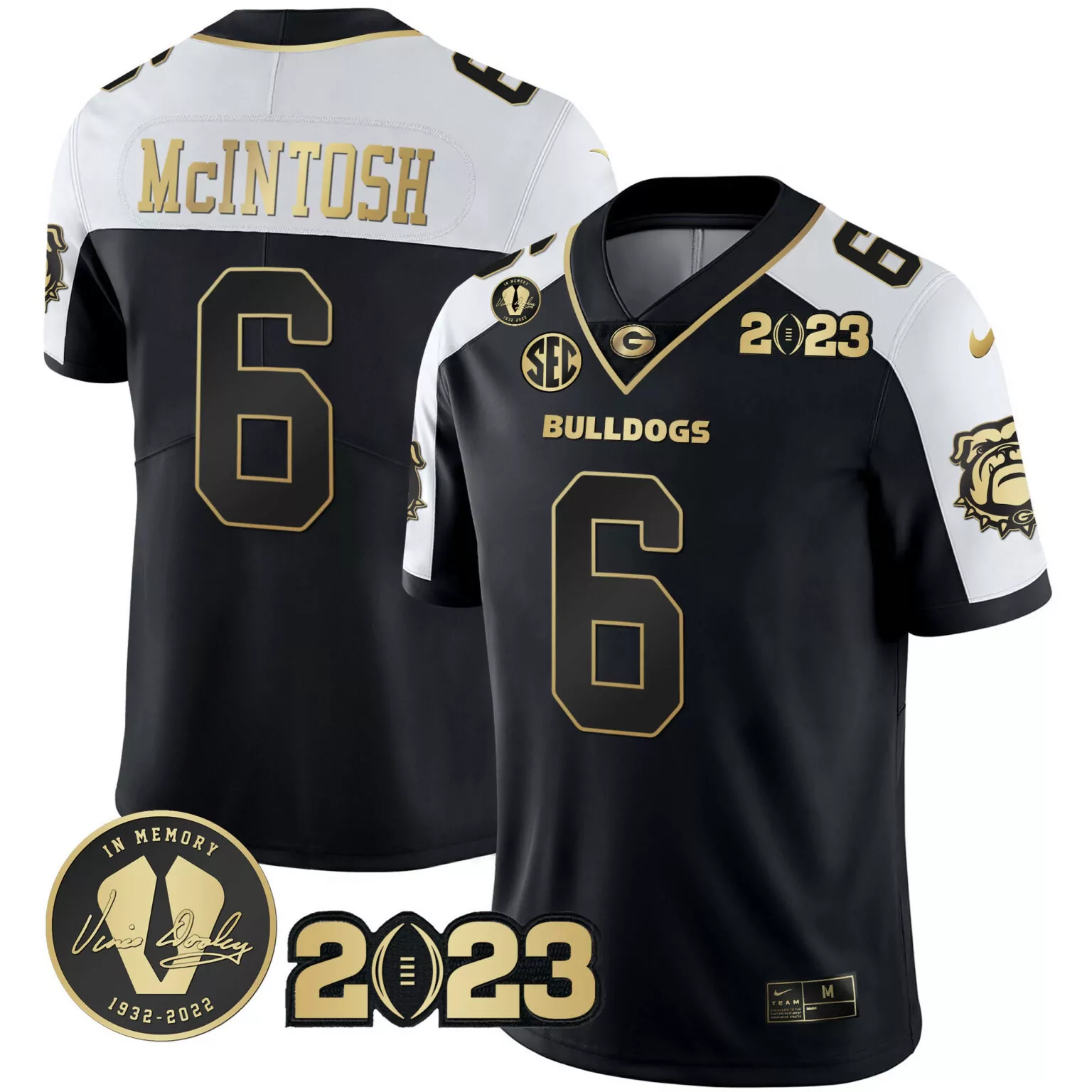 Customizable Alternate kenny mcintosh georgia bulldogs 2023 champions white red gold jersey all stitched 3271
