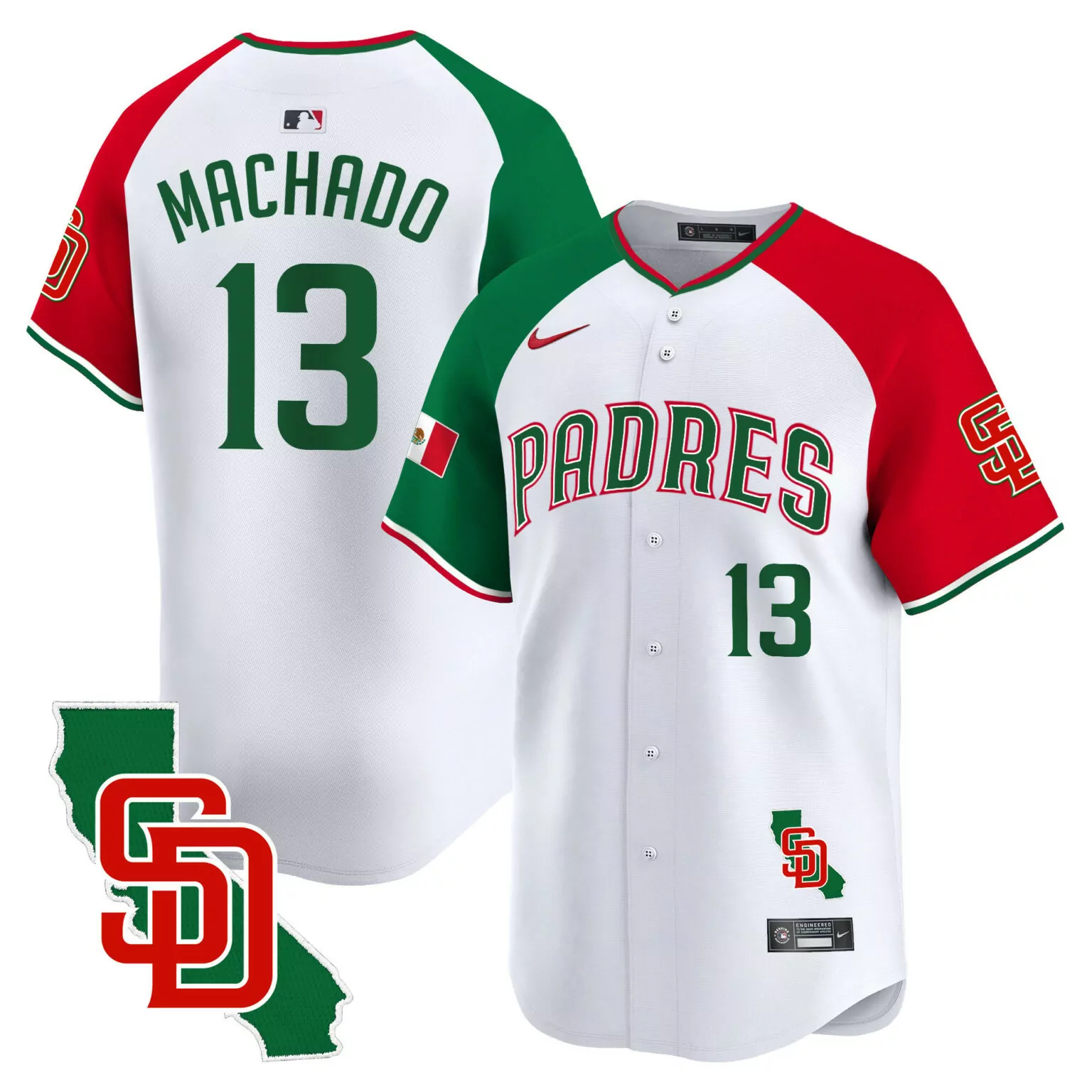 Customizable Alternate manny machado san diego padres mexico california patch jersey v4 all stitched 9462