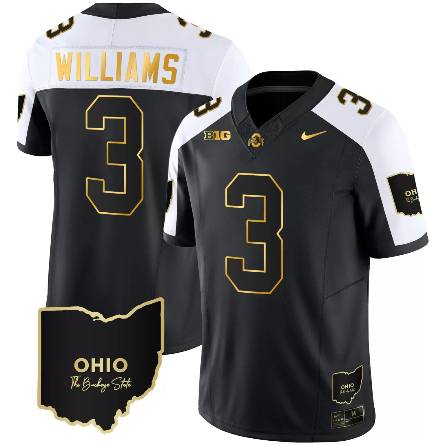 Personalized Alternate miyan williams ohio state buckeyes 2023 vapor gold jersey ohio patch all stitched 3486