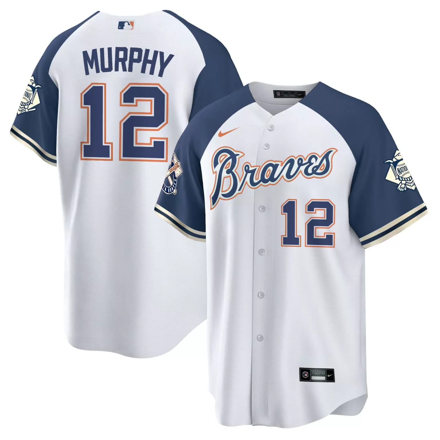 Personalized Alternate navy sean murphy atlanta braves peaches n cream jersey all stitched 4809