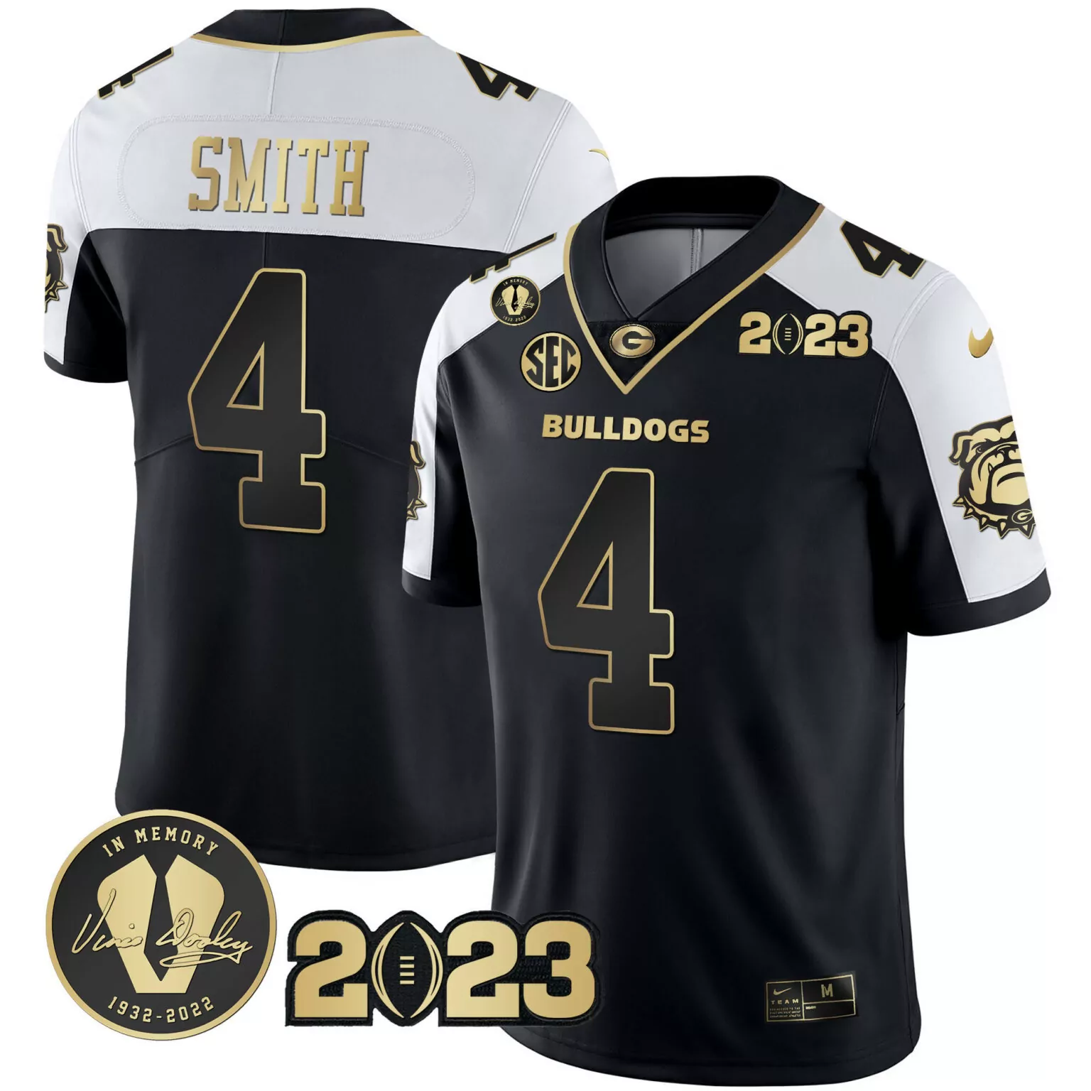 Custom Alternate nolan smith georgia bulldogs 2023 champions white red gold jersey all stitched 3891