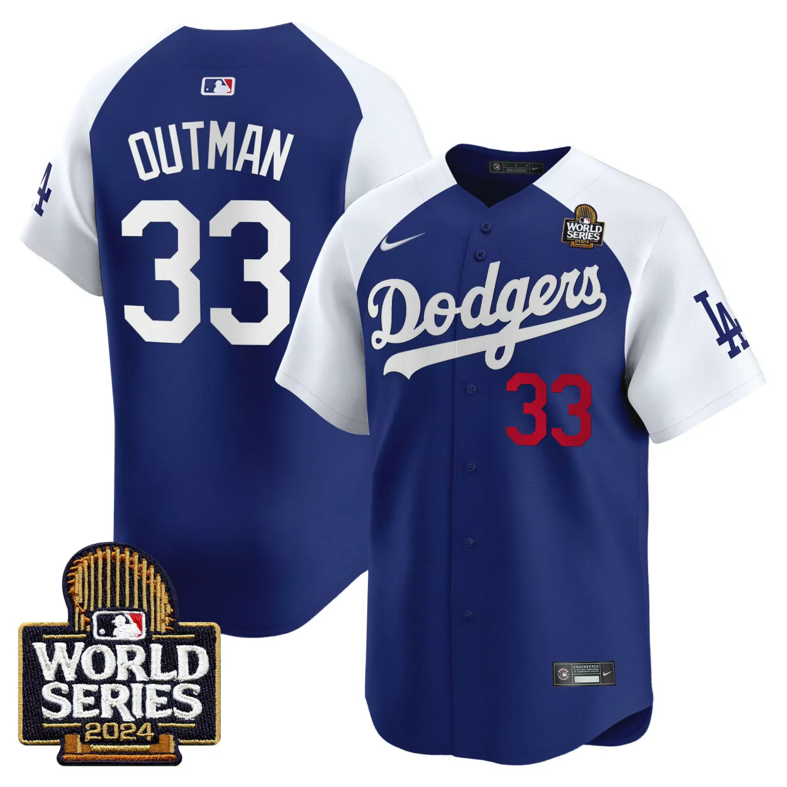 Custom Alternate royal james outman los angeles dodgers 2024 world series jersey v2 all stitched 4942