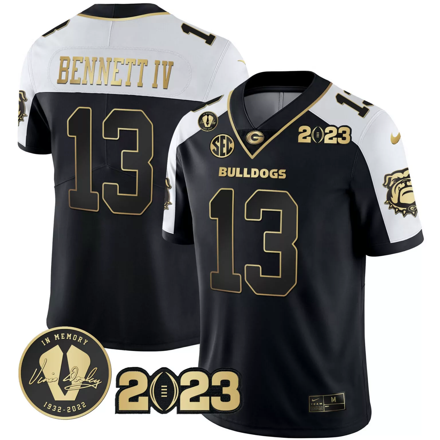 Personalized Alternate stetson bennett georgia bulldogs 2023 champions black red gold jersey all stitched 6375