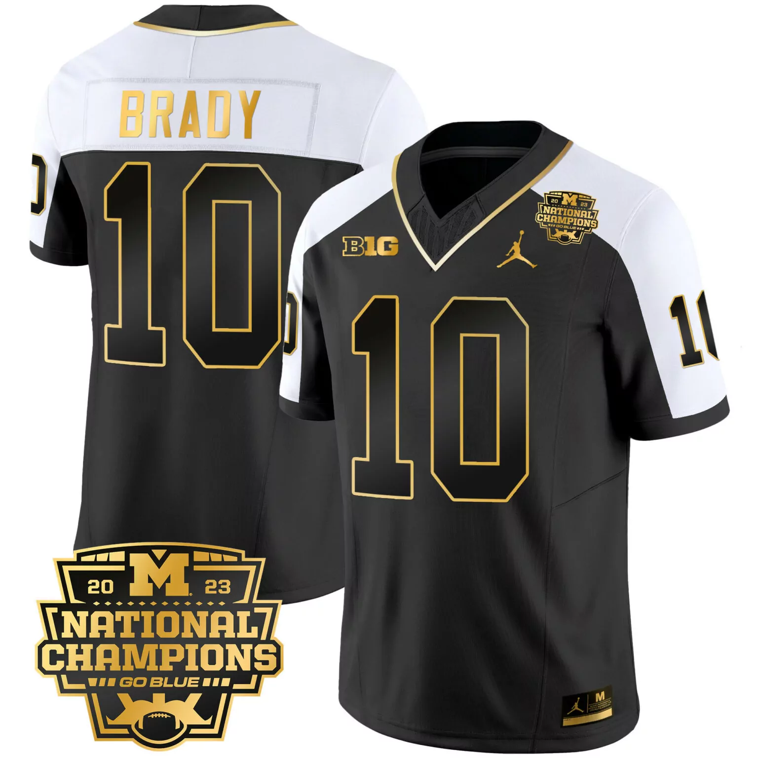 Custom Alternate tom brady michigan wolverines 2023 national champions patch gold jersey v2 all stitched 4818