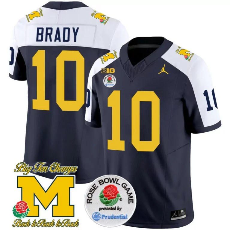 Customizable Alternate tom brady michigan wolverines rose bowl patch jersey all stitched 9466