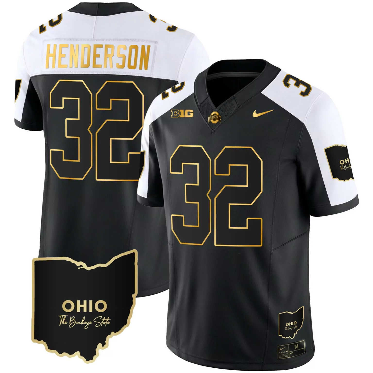 Customizable Alternate treveyon henderson ohio state buckeyes 2023 vapor gold jersey ohio patch all stitched 6826