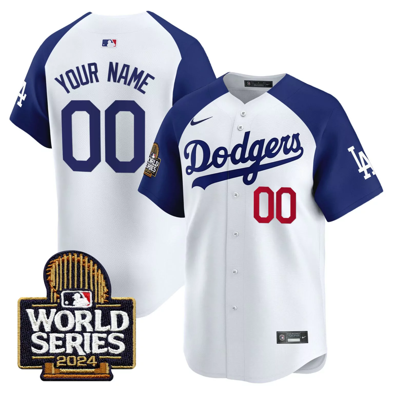 Customizable Alternate white los angeles dodgers 2024 world series vapor custom jersey all stitched 7821
