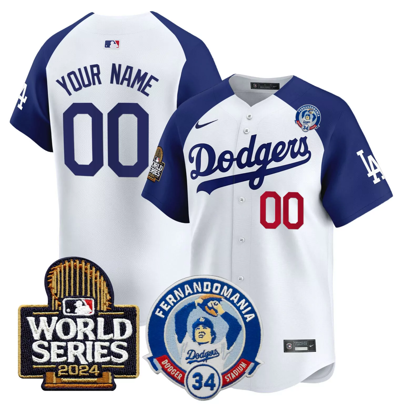 Customizable Alternate white los angeles dodgers valenzuela 2024 world series patch vapor custom jersey v3 all stitched 8630