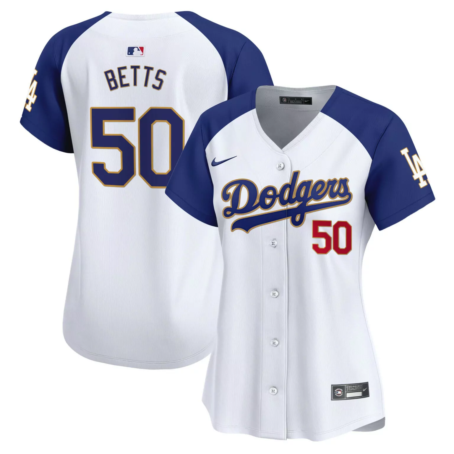 Personalized Alternate white mookie betts los angeles dodgers gold trim jersey all stitched 4732