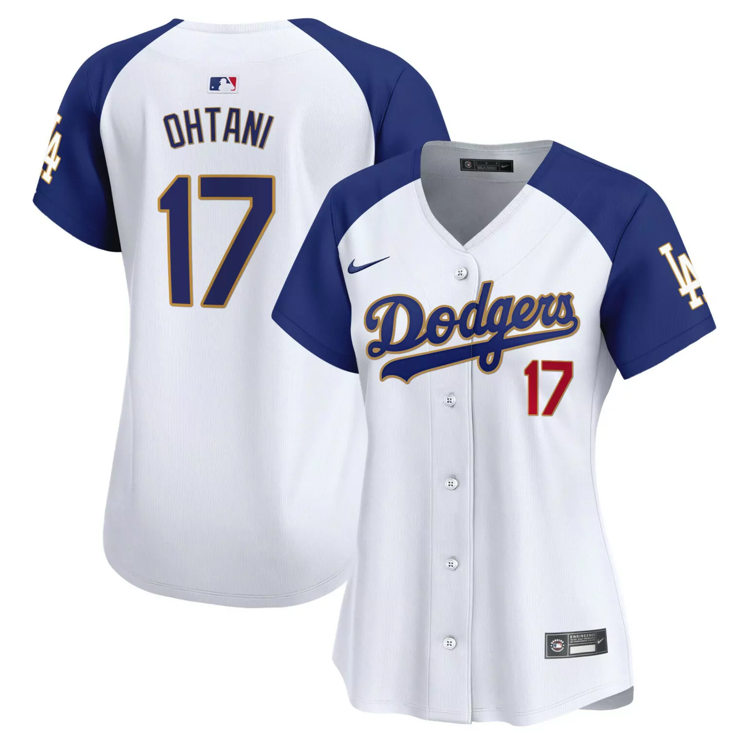 Custom Alternate white shohei ohtani los angeles dodgers gold trim jersey all stitched 4525