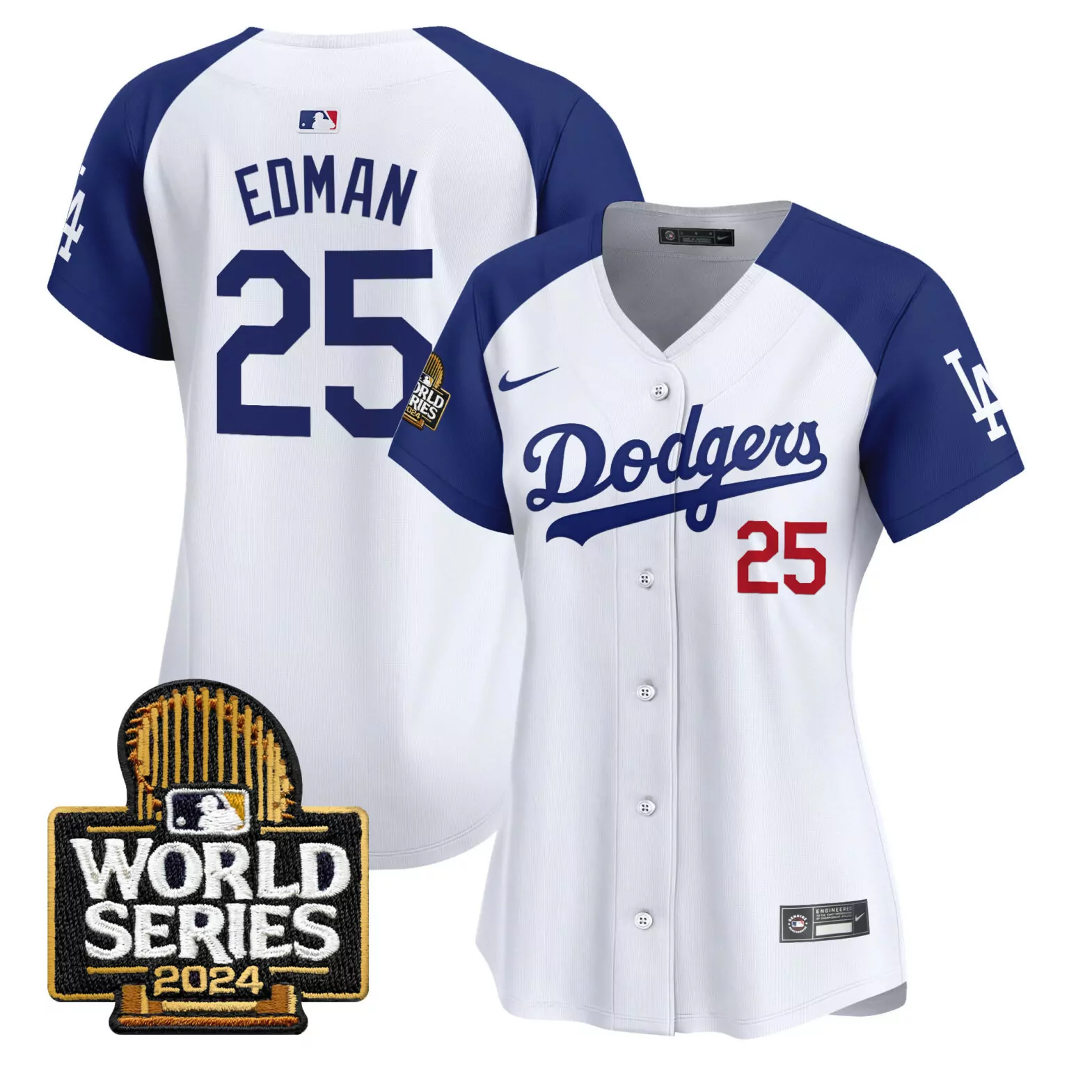 Customizable Alternate white tommy edman los angeles dodgers 2024 world series jersey all stitched 5516