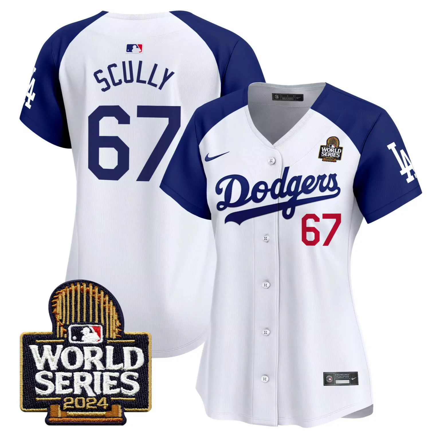 Custom Alternate white vin scully los angeles dodgers 2024 world series jersey v2 all stitched 5626