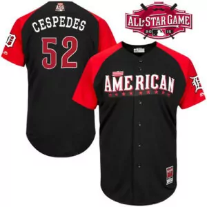 Custom American league detroit tigers 52 cespedes black 2015 all star jersey 3325