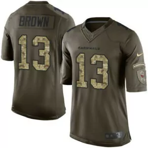 Custom Arizona cardinals 13 jaron brown green mens stitched salute to service jersey 9889