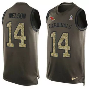 Personalized Arizona cardinals 14 jj nelson green mens stitched salute to service tank top jersey 4618