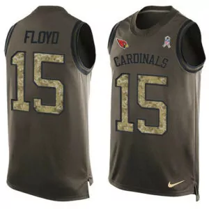 Personalized Arizona cardinals 15 michael floyd green mens stitched salute to service tank top jersey 1146