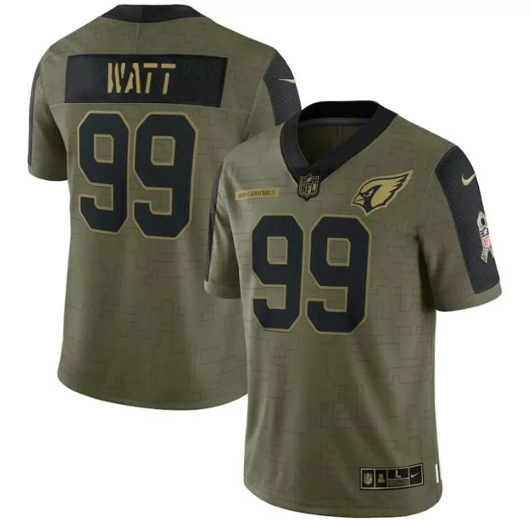 Personalized Arizona cardinals jj watt 99 nfl olive 2021 salute to service player men jersey for cardinals fans 2012