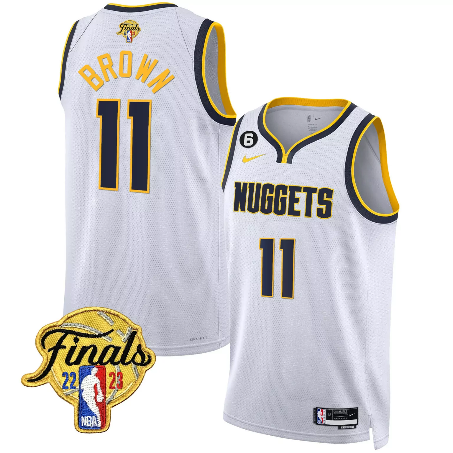 Customizable Association bruce brown denver nuggets 2023 finals patch gold trim jersey all stitched 6003