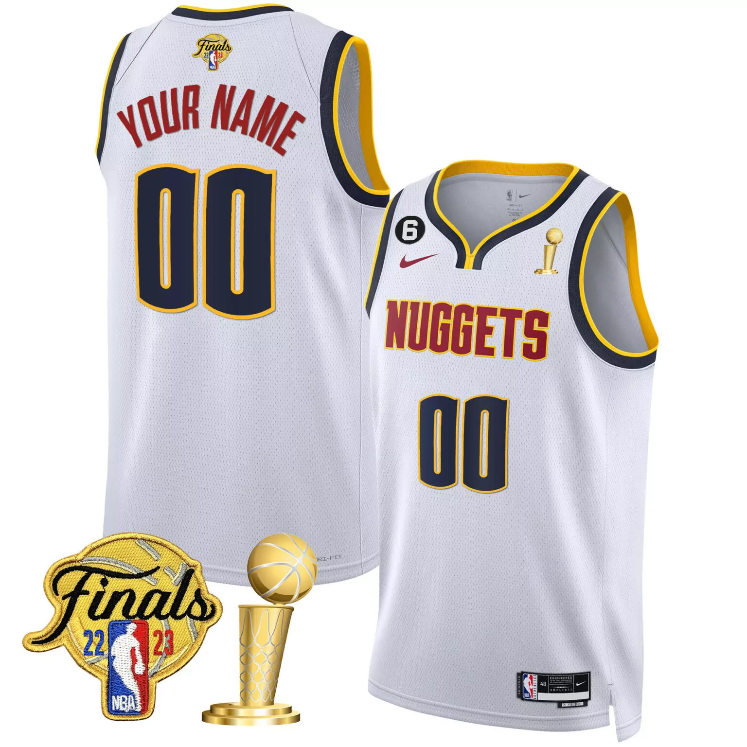 Customizable Association denver nuggets 2023 finals champions patch gold custom jersey all stitched 2956