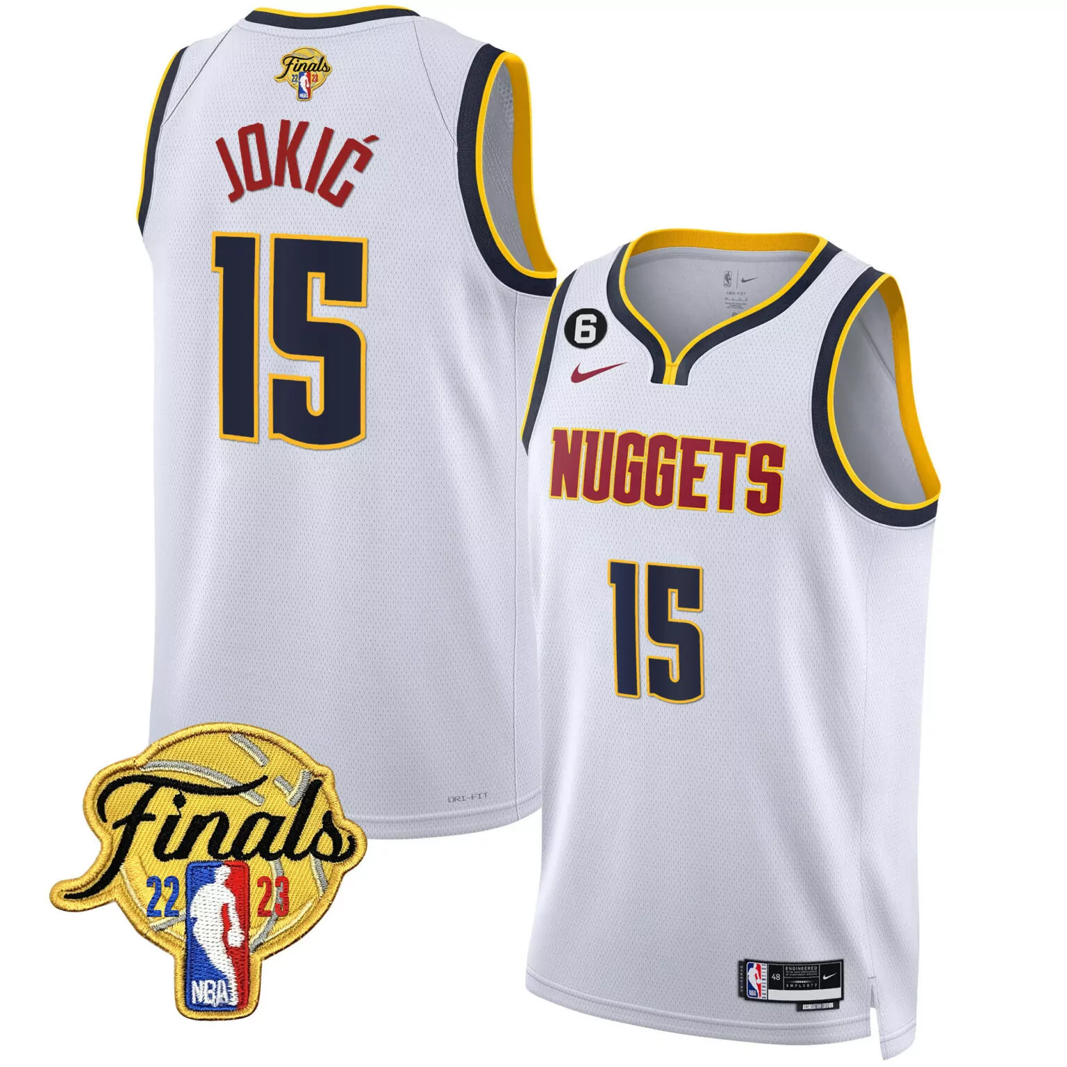 Personalized Association nikola jokic denver nuggets 2023 finals patch gold jersey all stitched 9125