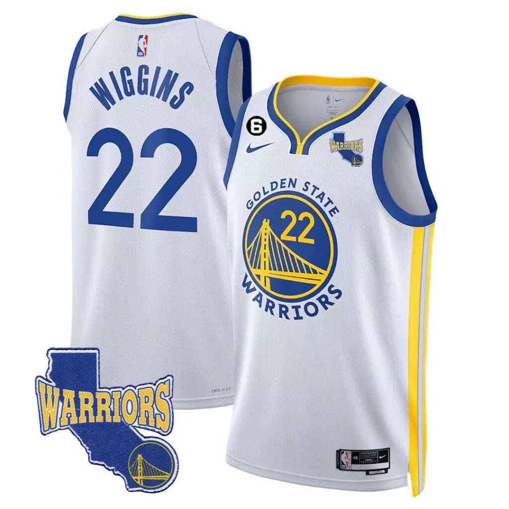 Customizable Association white andrew wiggins golden state warriors 2023 24 california state patch jersey all stitched 2380