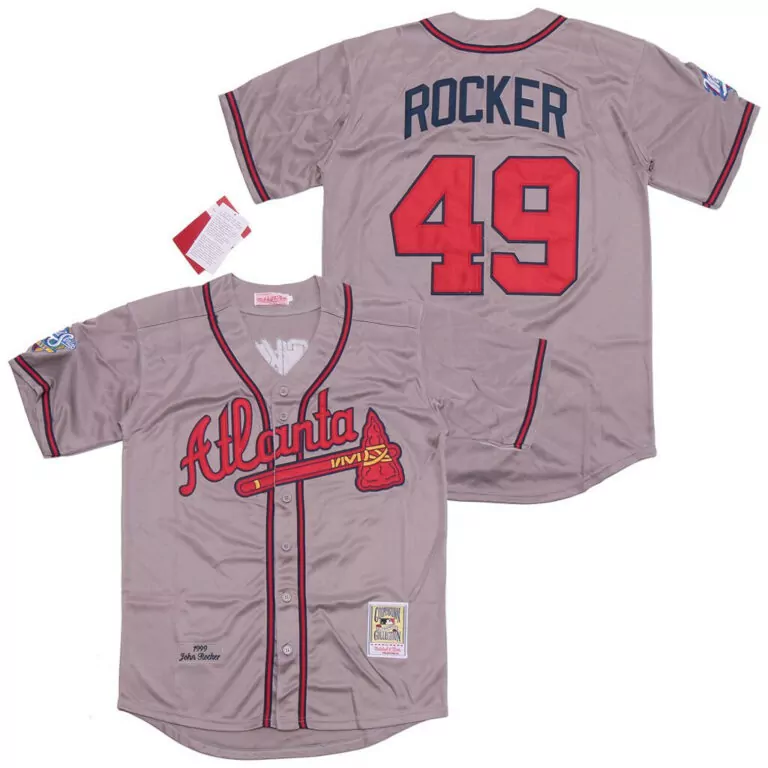 Customizable Atlanta braves 49 john rocker gray 1999 world series cooperstown collection jersey 3505