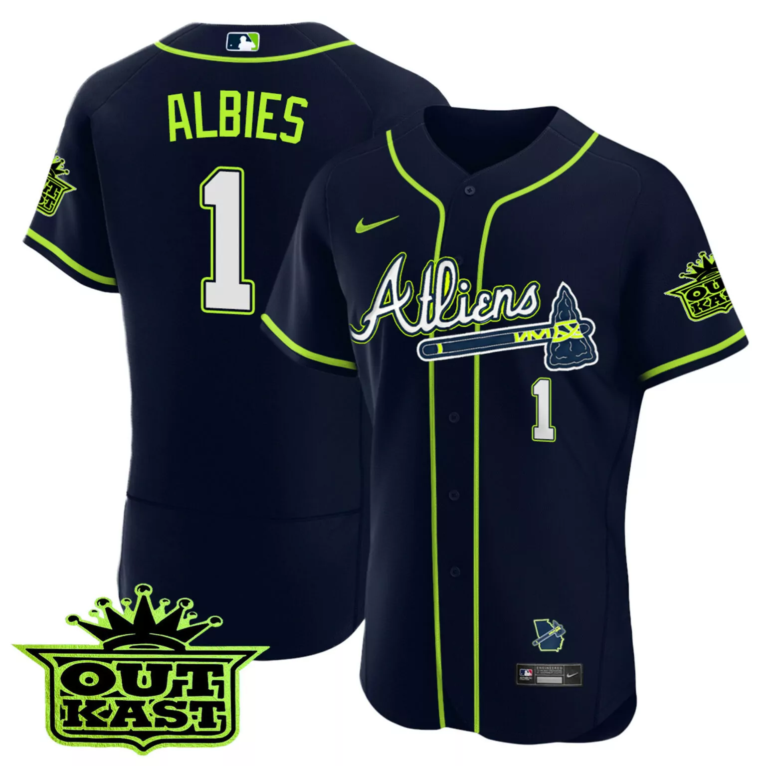 Personalized Atliens ozzie albies atlanta braves atliens jersey v2 all stitched 9694