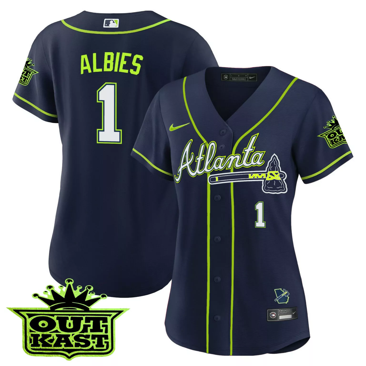 Custom Atliens ozzie albies atlanta braves outkast jersey v3 all stitched 3609