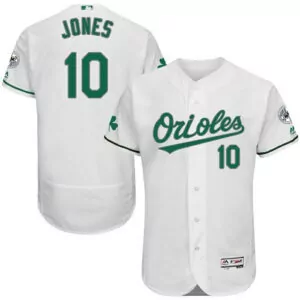 Personalized Baltimore orioles 10 adam jones white st patricks day flexbase jersey 9964
