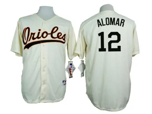 Personalized Baltimore orioles 12 roberto alomar cream 1954 turn back the clock throwback jersey 7133