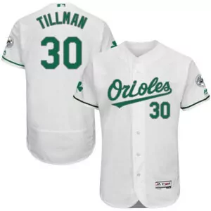 Custom Baltimore orioles 30 chris tillman white st patricks day flexbase jersey 8427