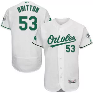 Custom Baltimore orioles 53 zach britton white st patricks day flexbase jersey 1469