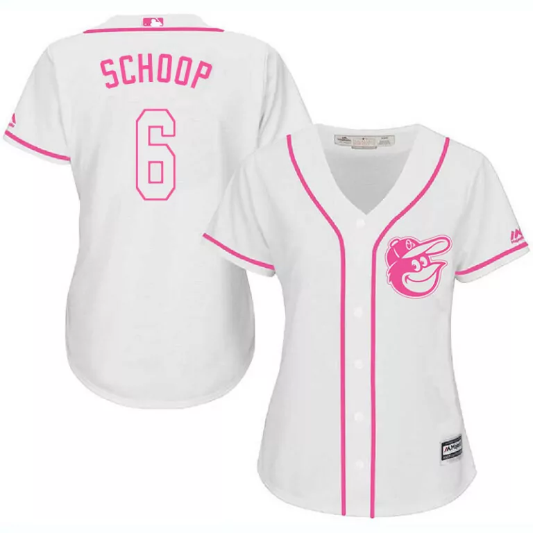 Personalized Baltimore orioles 6 jonathan schoop white pink women cool base jersey 6540
