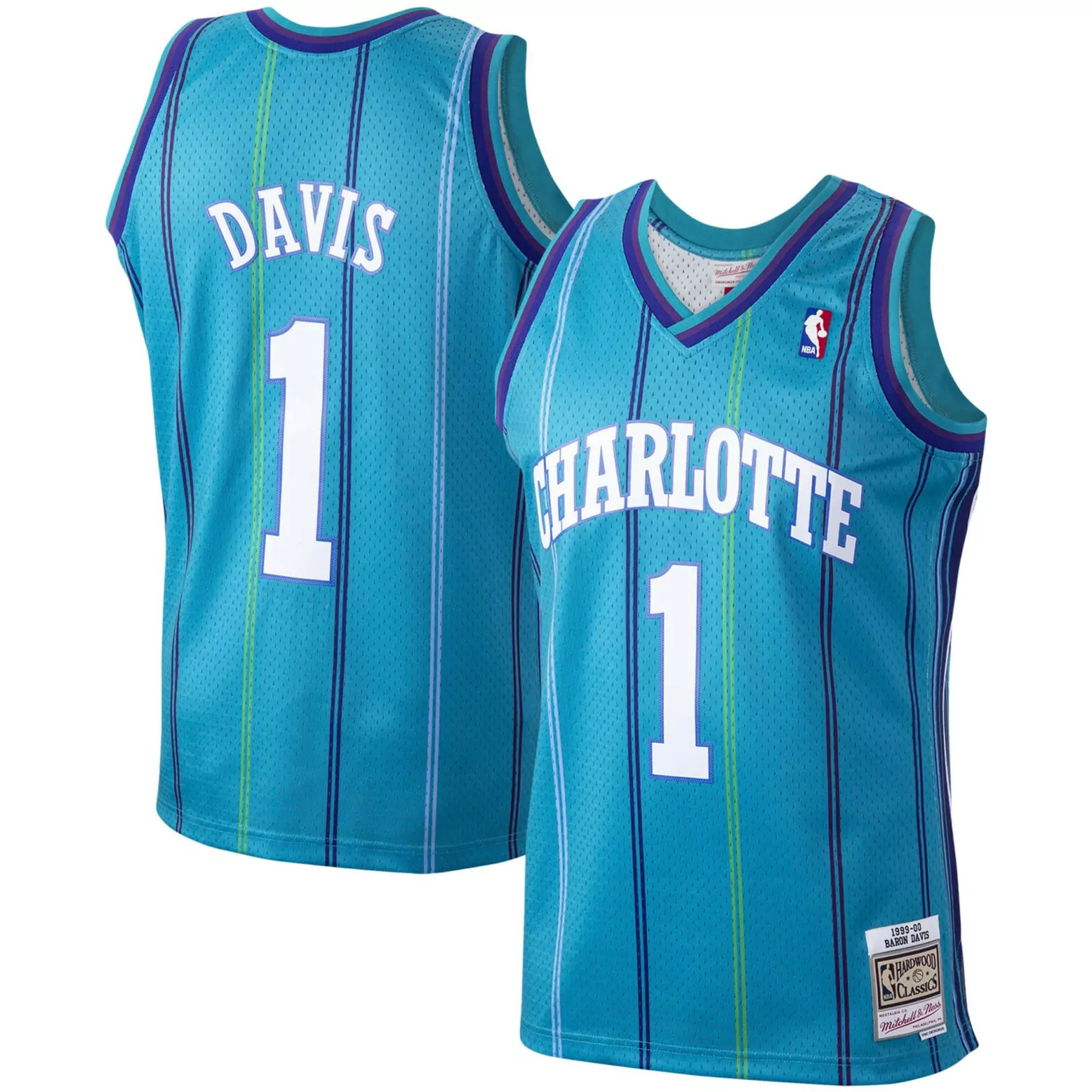 Personalized Baron davis charlotte hornets hardwood classics 199900 jersey teal nba 1296