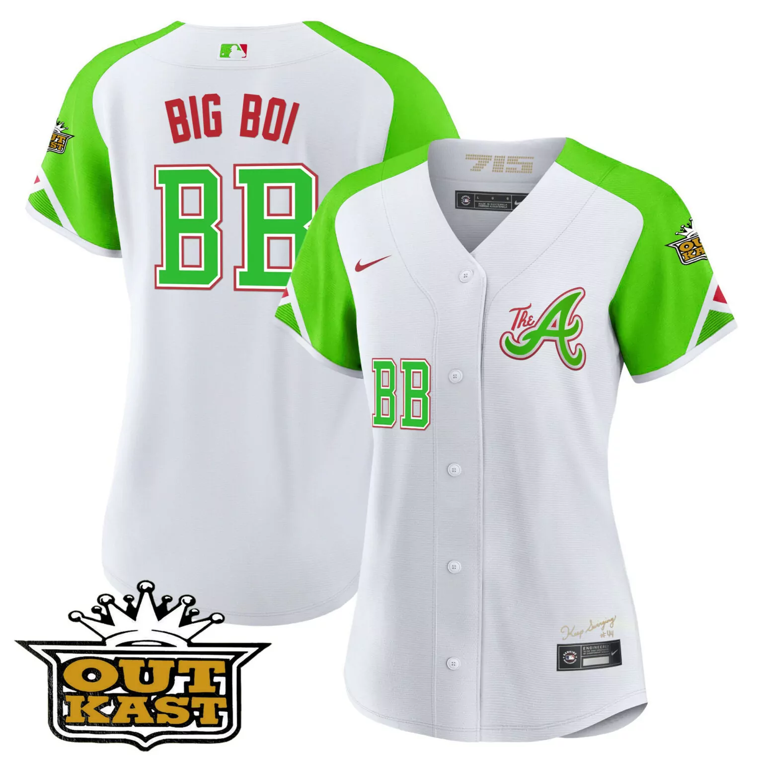 Personalized Big boi atlanta braves atliens 2023 city connect bright green jersey all stitched 9115
