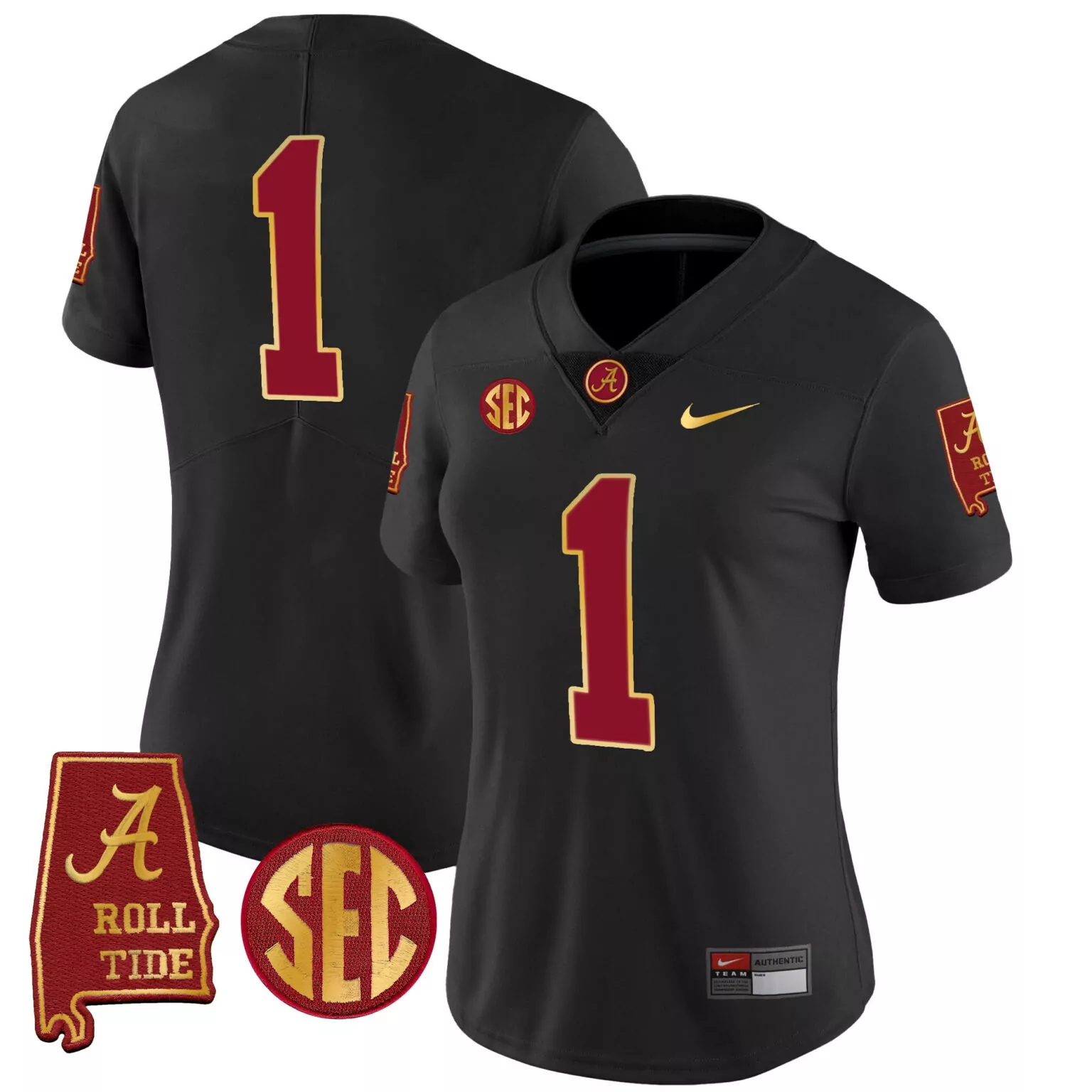 Customizable Black 1 team alabama crimson tide gold trim jersey v2 alabama map all stitched 6287