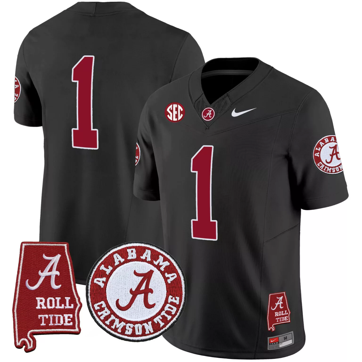 Customizable Black 1 team alabama crimson tide jersey v4 alabama map all stitched 8795