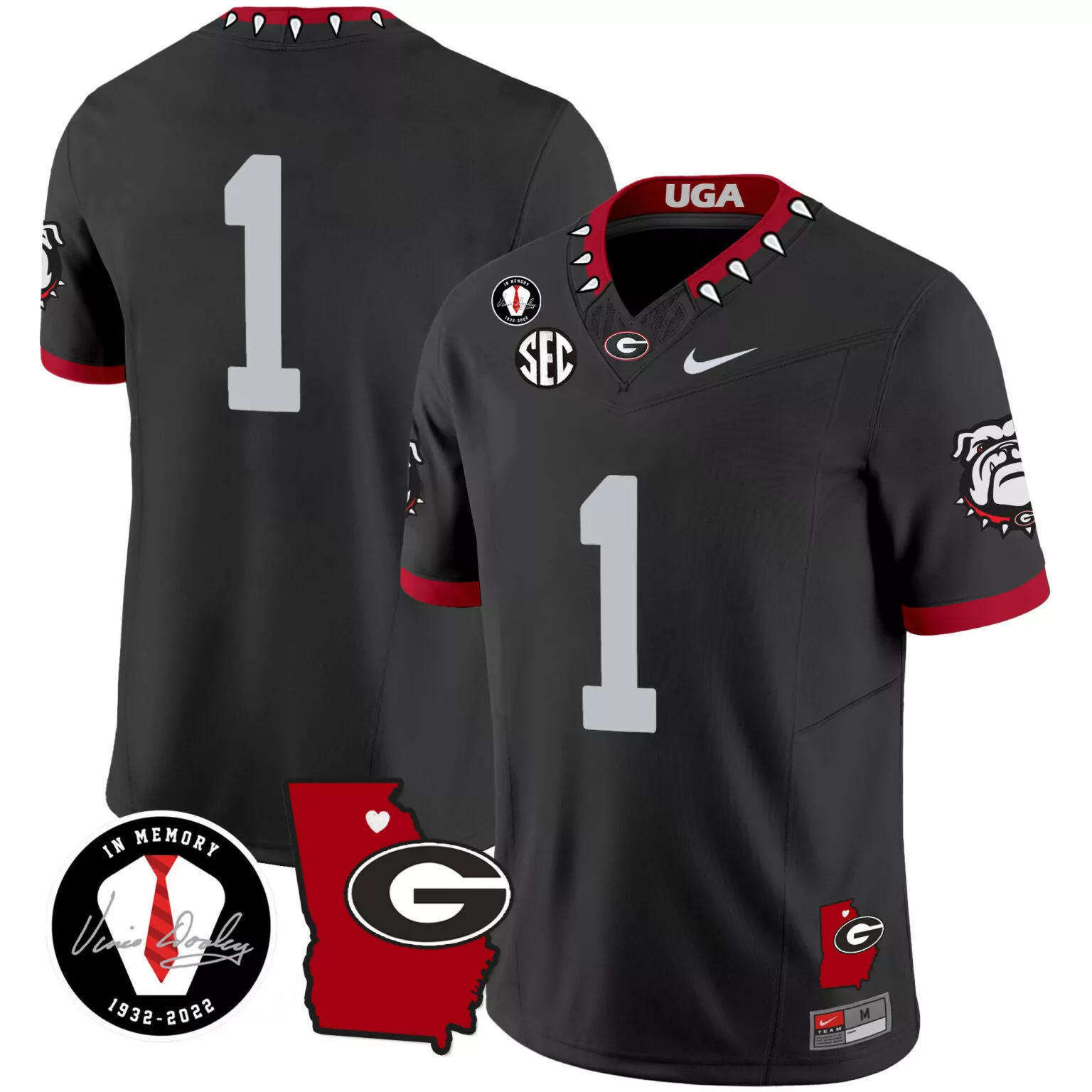 Customizable Black 1 team georgia bulldogs 2023 jersey v4 georgia map all stitched 8783