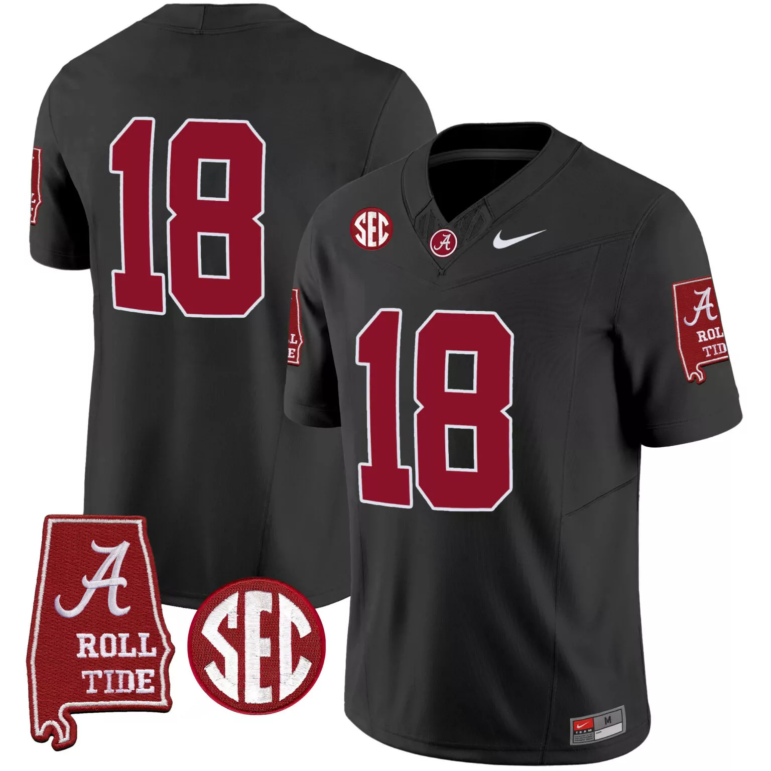 Custom Black 18 champs alabama crimson tide jersey v3 alabama map all stitched 9089