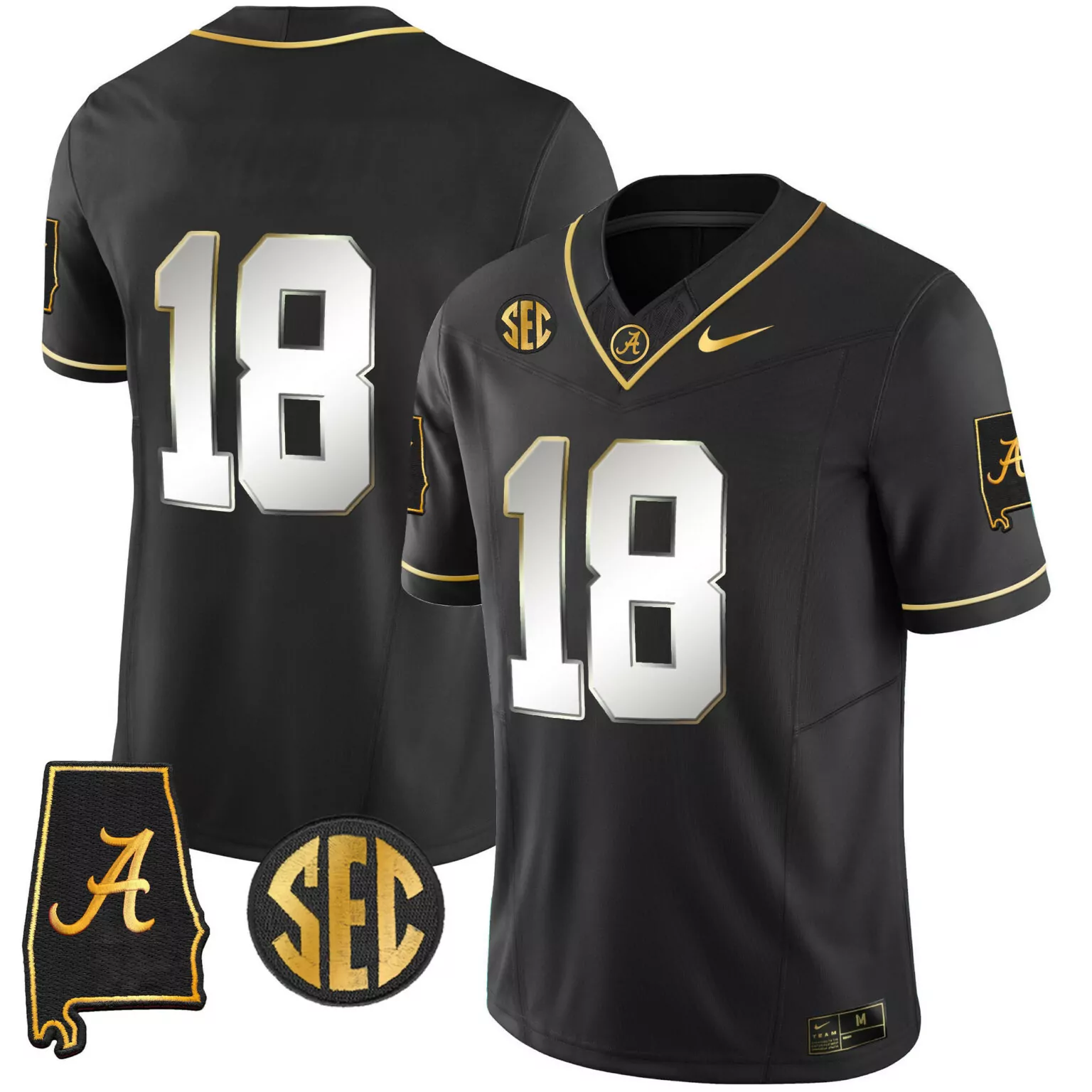 Customizable Black 18 team alabama crimson tide gold jersey alabama map all stitched 4307