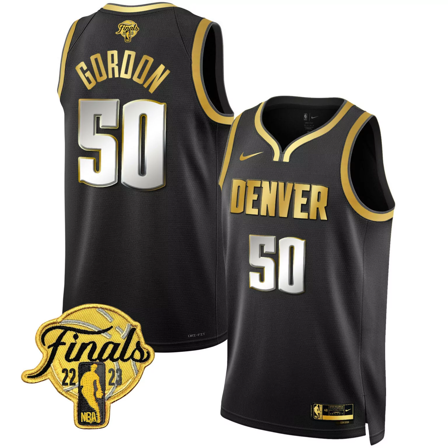 Customizable Black aaron gordon denver nuggets 2023 finals patch collection jersey v2 all stitched 8930